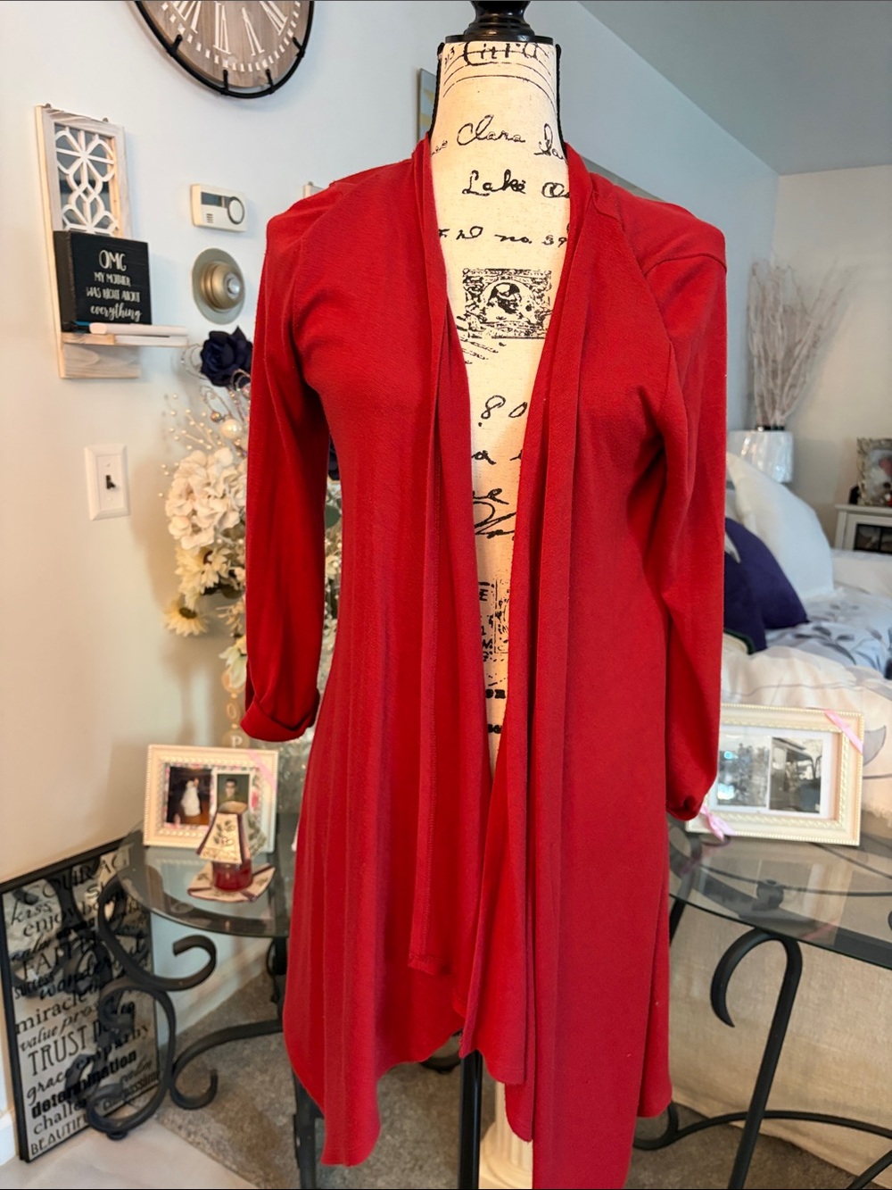 Style & Co. Rust Red Open-Front Long Cardigan